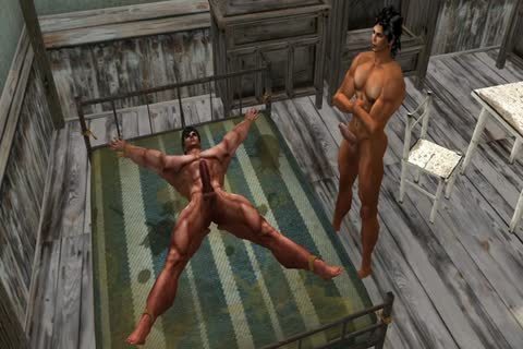 Muscle hunk riding a dick in park