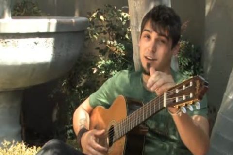 Guitar Playing sexy teen Jerks Off His Latino 10-Pounder