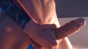 stroking With His Hard 10-Pounder