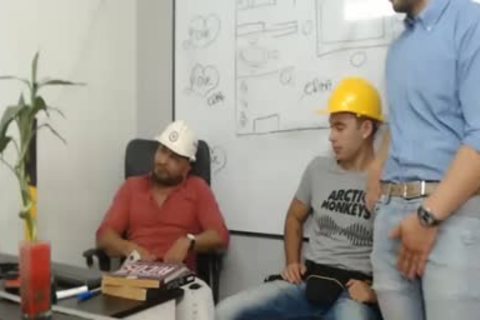 three Workers plow And stroke Each Other
