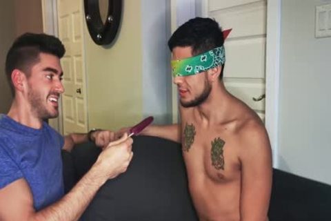 Blindfolded Roommate acquires dick To Distract Him