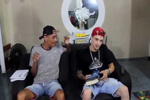 Bareback nailing beside muscled teacher