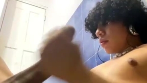 shaggy Hair Latino teen With Tattoos Jerks Off His humongous darksome dong