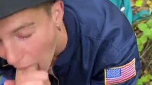 Caught A Forester jerking off, drilled A twink Hard And Finished All Over Him