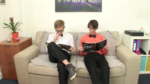 Uncut Cocks Duel in a Library of Perversions
