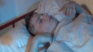 Shaved Innocent's face Milked by Four Dicks